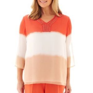 Alfred Dunner Tie Dyed Ombre Tunic Top